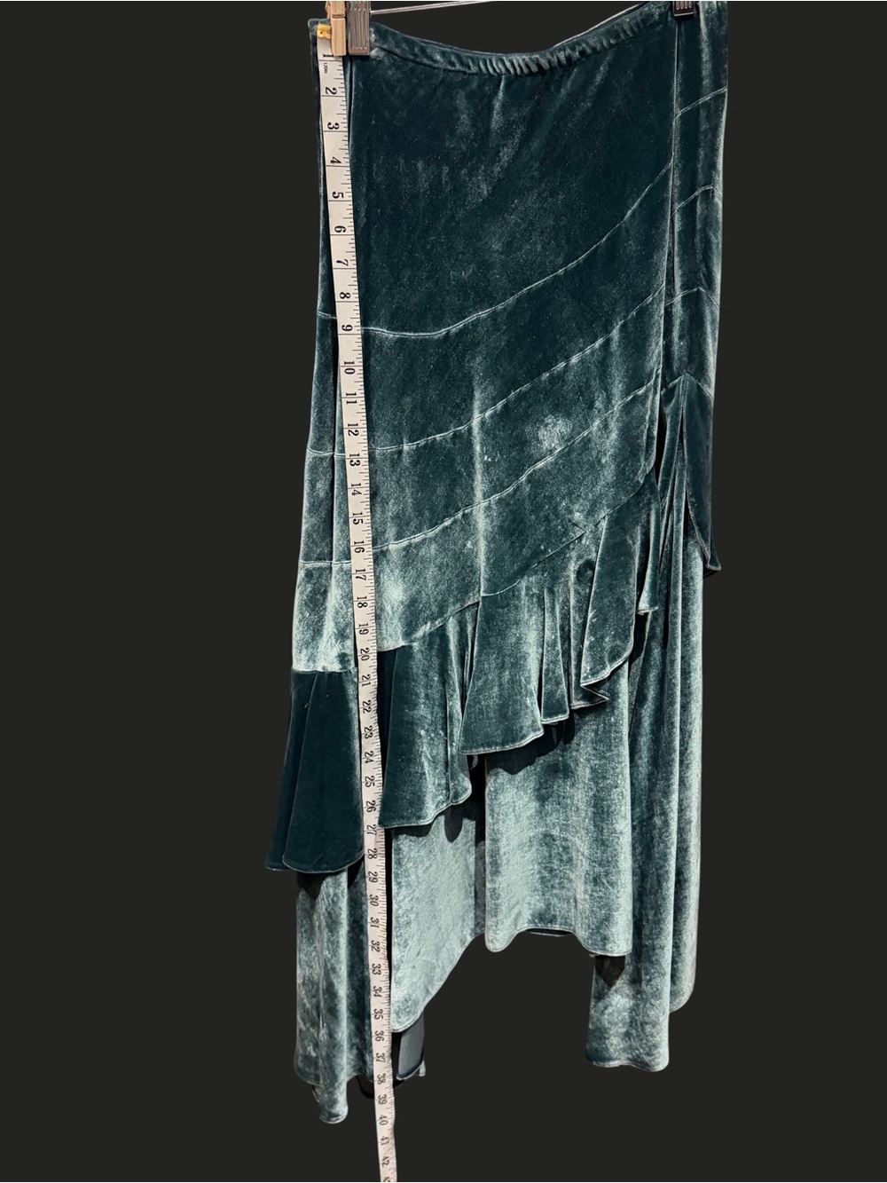 For adempsey only! DOUBLE D RANCH Velvet Tiered Maxi Skirt Green - Picture 16 of 16